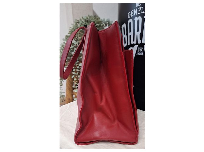 Shopping Monogramme Yves Saint Laurent Leather Tote Bag Dark Red - view 11