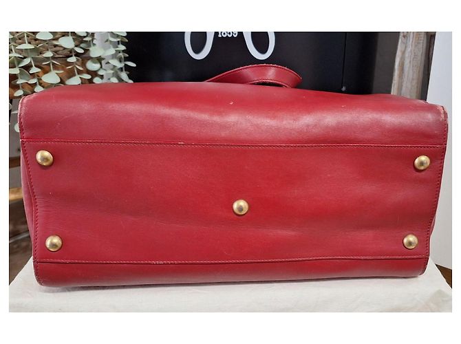 Shopping Monogramme Yves Saint Laurent Leather Tote Bag Dark Red - view 12