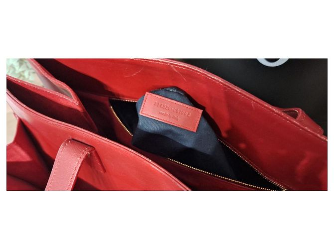 Shopping Monogramme Yves Saint Laurent Leather Tote Bag Dark Red - view 5