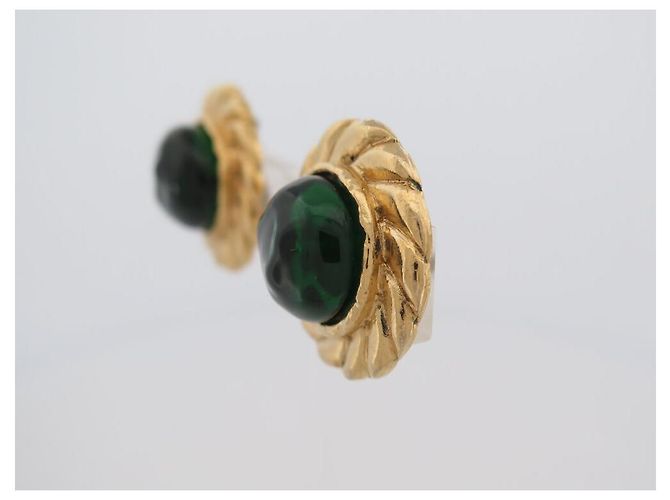 VINTAGE CHANEL GRIPOIX 1970 OHRRINGE MIT KLEMME AUS GLASPASTE Golden - Ansicht 2
