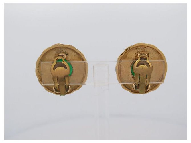 VINTAGE CHANEL GRIPOIX 1970 OHRRINGE MIT KLEMME AUS GLASPASTE Golden - Ansicht 4