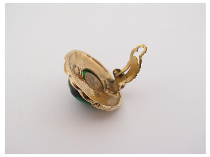 VINTAGE CHANEL GRIPOIX 1970 OHRRINGE MIT KLEMME AUS GLASPASTE Golden - Ansicht 5