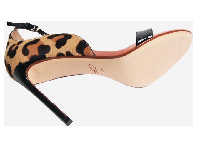 Francesco Russo Schwarze Tierdruck-Absatzsandalen - Größe EU 38,5 - Ansicht 6