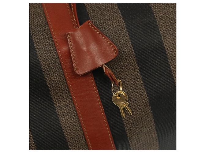 Pequin Borsa Boston in tela Pecan FENDI 2 in 1 marrone nero oro Auth ep6281 D'oro - vista 19