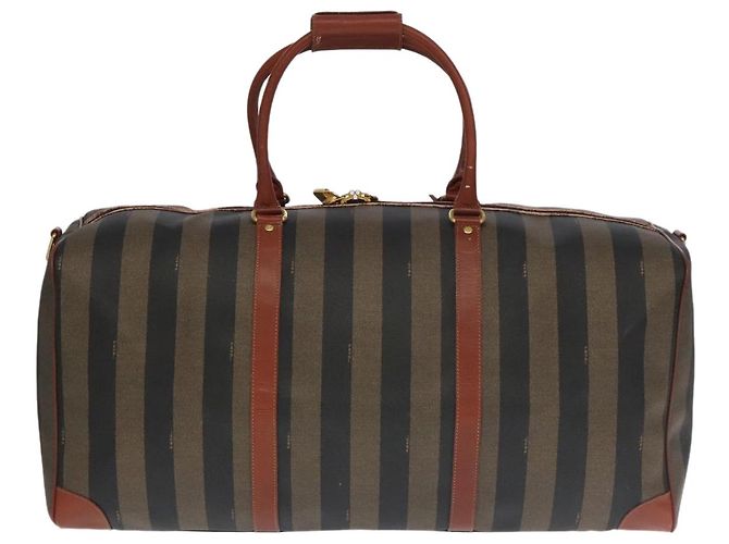 Pequin Borsa Boston in tela Pecan FENDI 2 in 1 marrone nero oro Auth ep6281 D'oro - vista 2