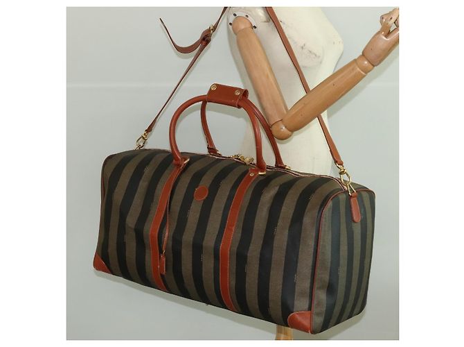 Pequin Borsa Boston in tela Pecan FENDI 2 in 1 marrone nero oro Auth ep6281 D'oro - vista 26