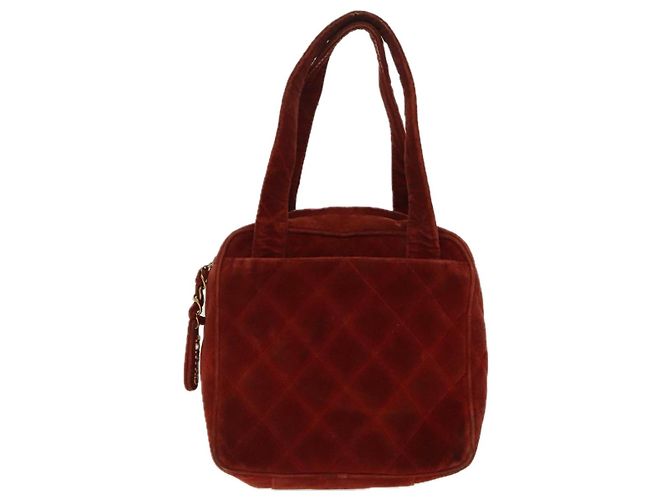 CHANEL Borsa a Mano Matelassé Velluto Arancione Oro CC Auth bs19395 D'oro - vista 13