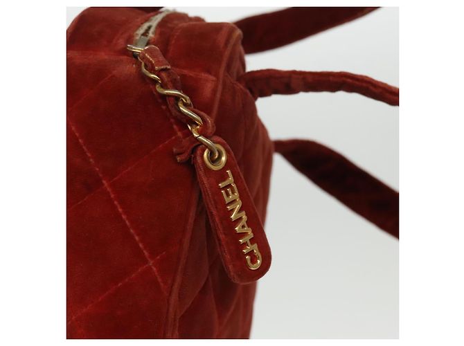CHANEL Borsa a Mano Matelassé Velluto Arancione Oro CC Auth bs19395 D'oro - vista 18