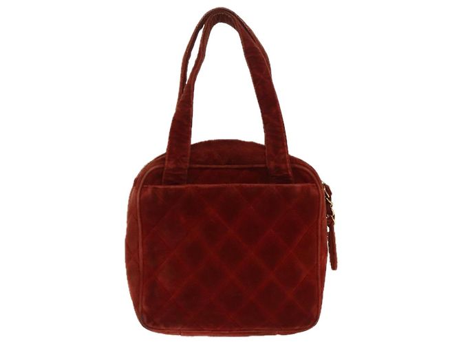 CHANEL Borsa a Mano Matelassé Velluto Arancione Oro CC Auth bs19395 D'oro - vista 2