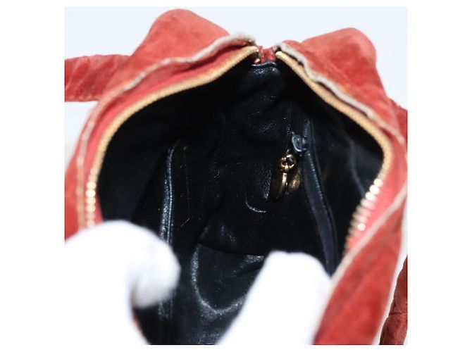CHANEL Borsa a Mano Matelassé Velluto Arancione Oro CC Auth bs19395 D'oro - vista 21