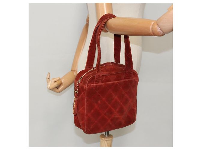 CHANEL Borsa a Mano Matelassé Velluto Arancione Oro CC Auth bs19395 D'oro - vista 24