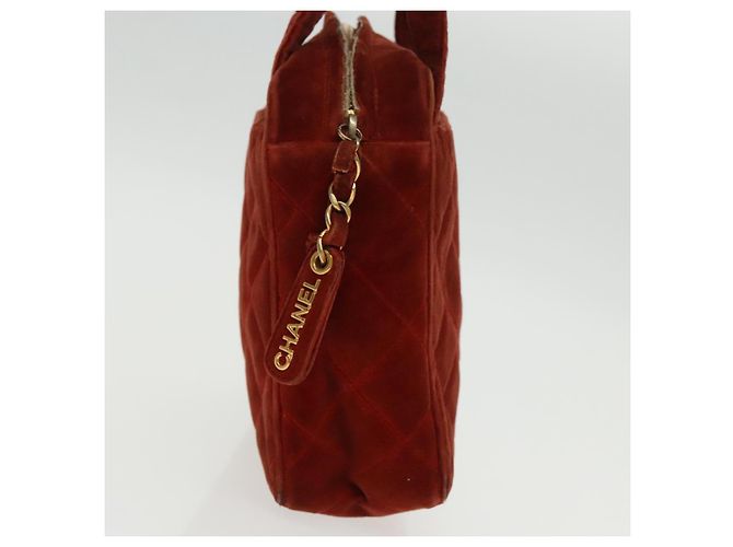 CHANEL Borsa a Mano Matelassé Velluto Arancione Oro CC Auth bs19395 D'oro - vista 4