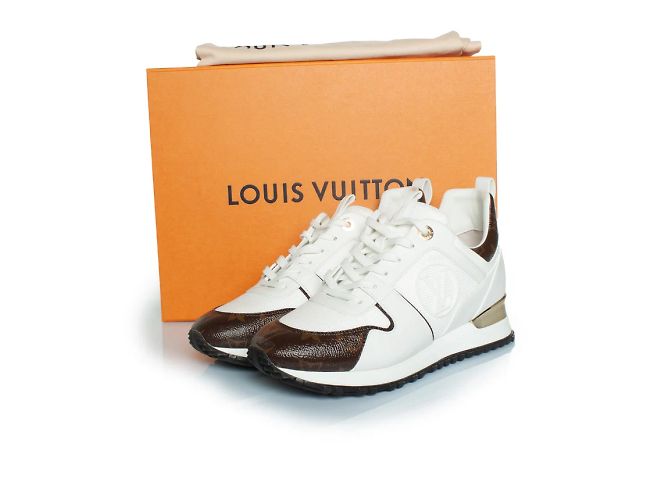 Ledertrainingsschuhe Run Away von Louis Vuitton Braun Weiß - Ansicht 8