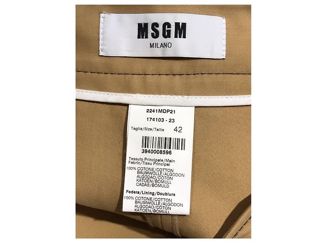 Calças MSGM T.International M Algodão Bege - vista 5