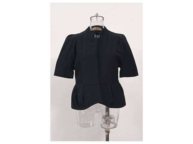 Giacca da sera peplum Marni in seta blu navy - vista 3