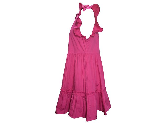 Autre Marque Vestido mini con volantes en algodón rosa Caroline Constas - vista 2
