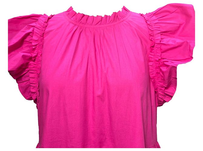Autre Marque Vestido mini con volantes en algodón rosa Caroline Constas - vista 3