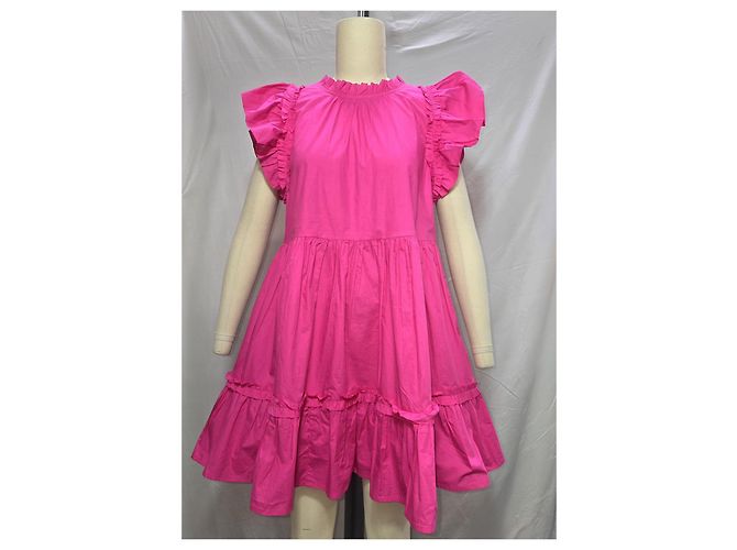 Autre Marque Vestido mini con volantes en algodón rosa Caroline Constas - vista 7