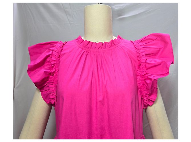 Autre Marque Vestido mini con volantes en algodón rosa Caroline Constas - vista 9