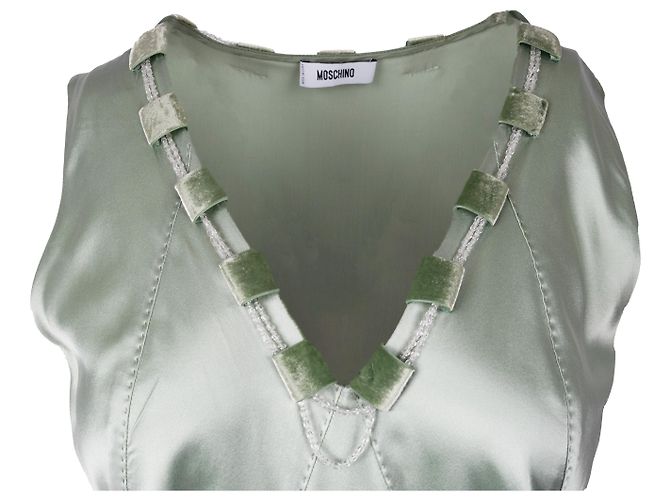 Moschino Perlen V-Ausschnitt Kleid - 2000er Grün - Ansicht 5