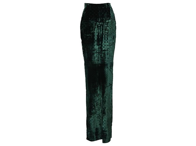 Gonna Maxi Balmain in Velluto Verde - vista 3
