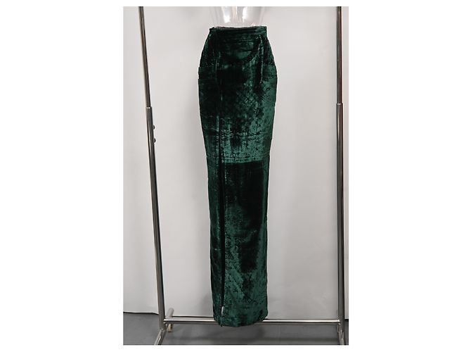Gonna Maxi Balmain in Velluto Verde - vista 6