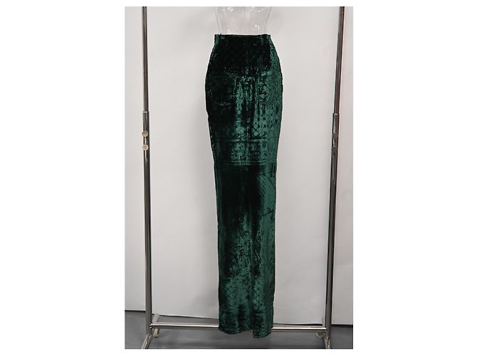 Gonna Maxi Balmain in Velluto Verde - vista 8
