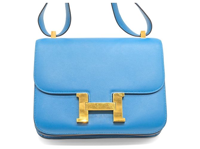 Borsa Hermès Constance 24 in pelle Evercolor blu Zanzibar - '10s - vista 2