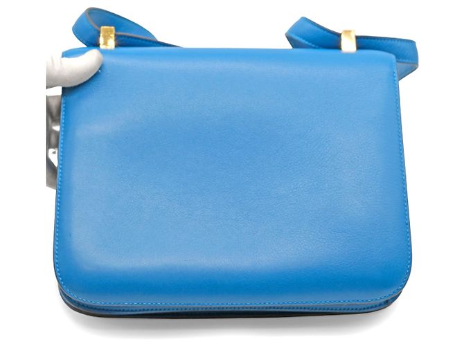 Borsa Hermès Constance 24 in pelle Evercolor blu Zanzibar - '10s - vista 4