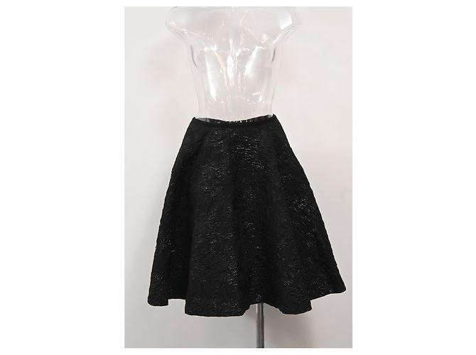 Falda A-Line de jacquard negro de poliéster de Lanvin - vista 3