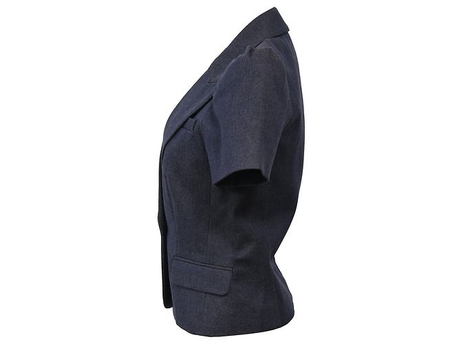 Blazer cropped in denim a maniche corte Michael Kors in cotone blu navy - vista 2