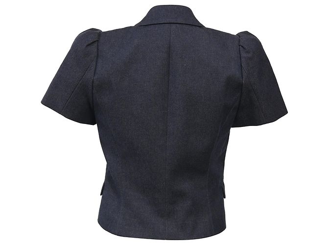 Blazer cropped in denim a maniche corte Michael Kors in cotone blu navy - vista 3