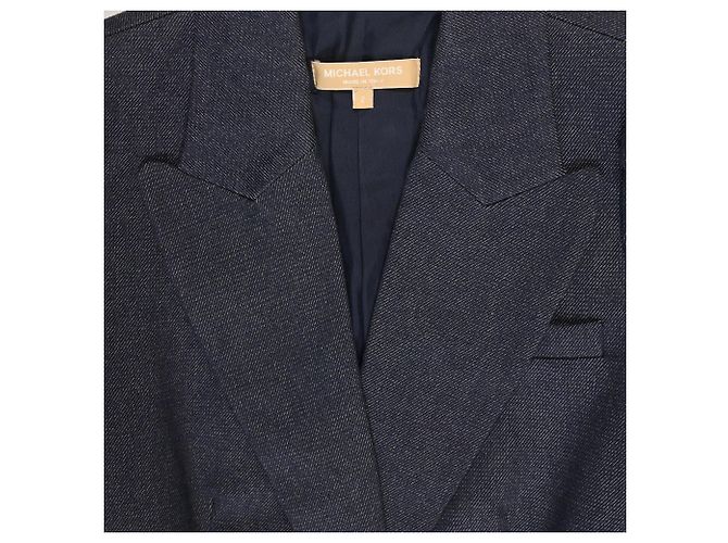 Blazer cropped in denim a maniche corte Michael Kors in cotone blu navy - vista 5