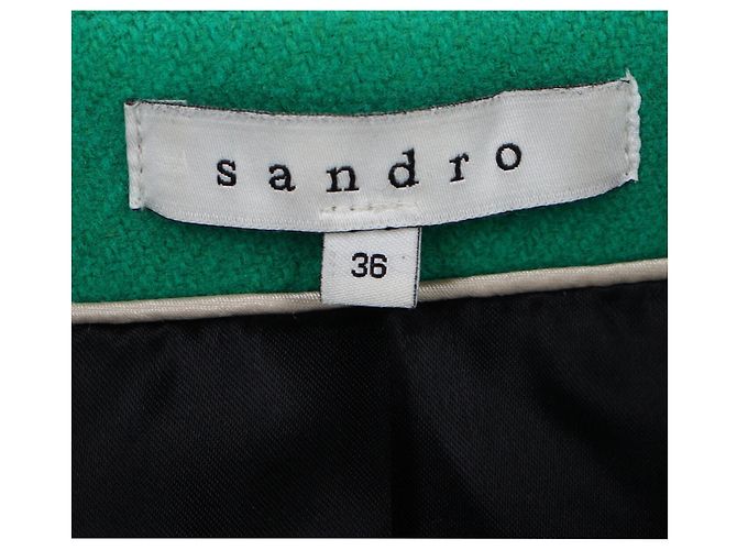 Blazer duplo Sandro Paris com bolsos em lã verde - vista 4