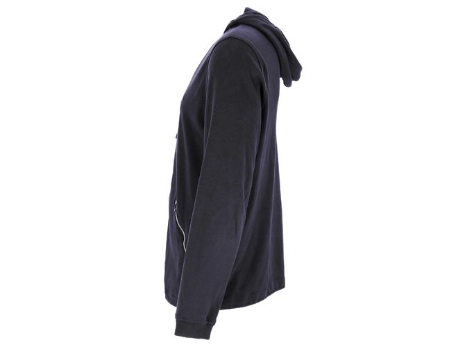 Navyblaue Baumwoll-Hoodie mit Lederlogo-Patch von Louis Vuitton Marineblau - Ansicht 2
