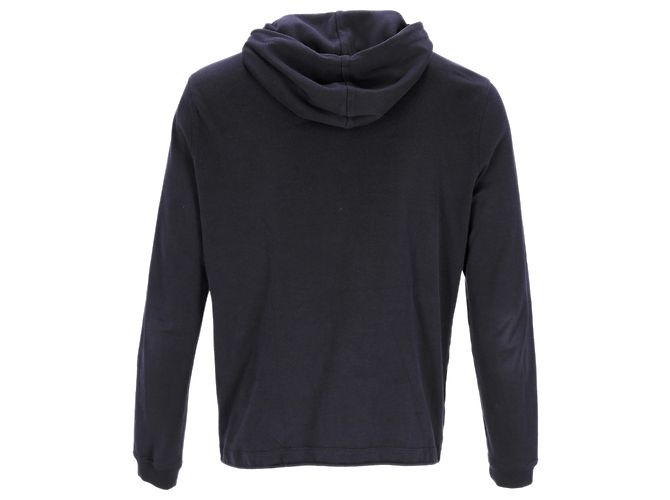 Navyblaue Baumwoll-Hoodie mit Lederlogo-Patch von Louis Vuitton Marineblau - Ansicht 3