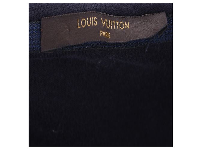 Navyblaue Baumwoll-Hoodie mit Lederlogo-Patch von Louis Vuitton Marineblau - Ansicht 4