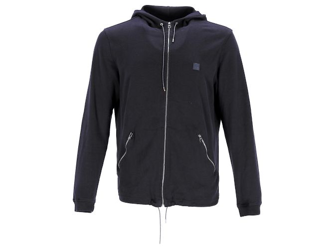 Navyblaue Baumwoll-Hoodie mit Lederlogo-Patch von Louis Vuitton Marineblau - Ansicht 6