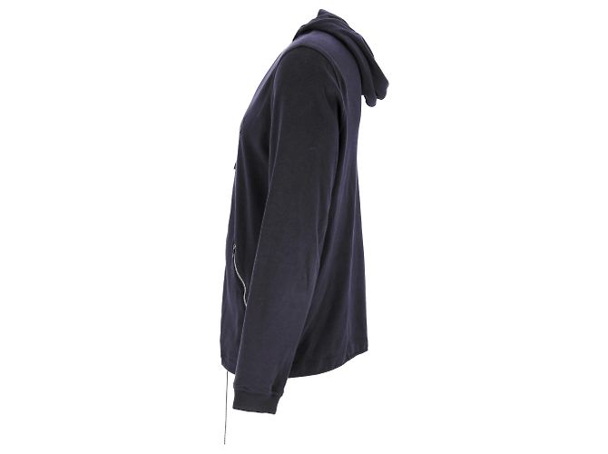 Navyblaue Baumwoll-Hoodie mit Lederlogo-Patch von Louis Vuitton Marineblau - Ansicht 7