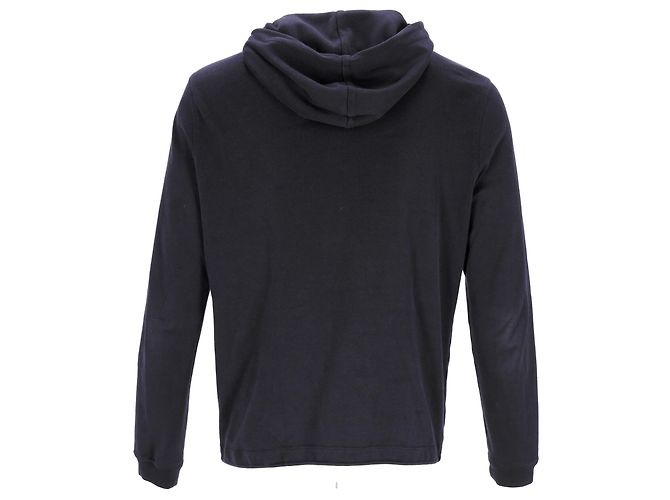 Navyblaue Baumwoll-Hoodie mit Lederlogo-Patch von Louis Vuitton Marineblau - Ansicht 8