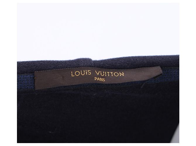 Navyblaue Baumwoll-Hoodie mit Lederlogo-Patch von Louis Vuitton Marineblau - Ansicht 9