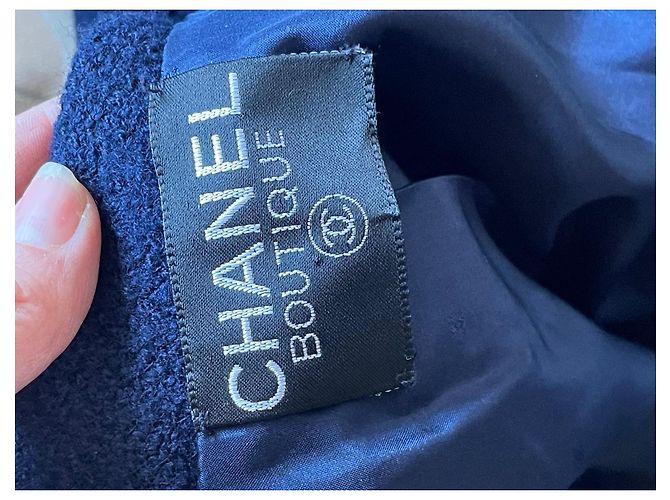Chanel Abrigo de Tweed Azul Marino - vista 10