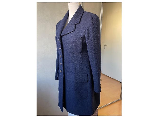 Chanel Abrigo de Tweed Azul Marino - vista 5