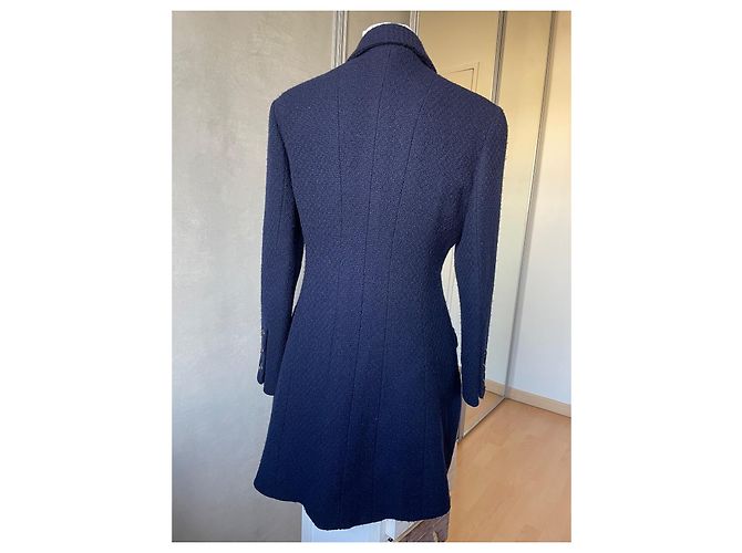 Chanel Abrigo de Tweed Azul Marino - vista 6