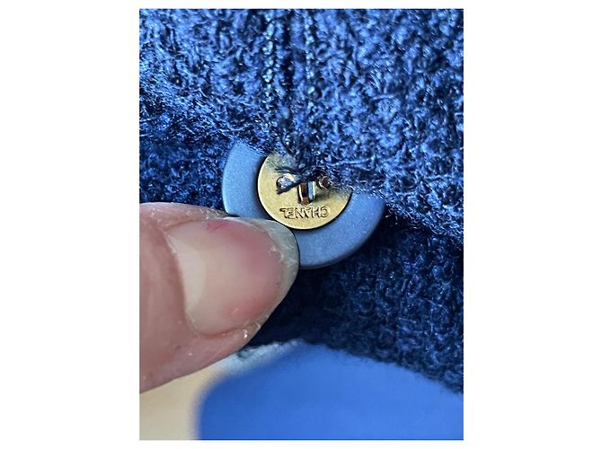 Chanel Abrigo de Tweed Azul Marino - vista 8