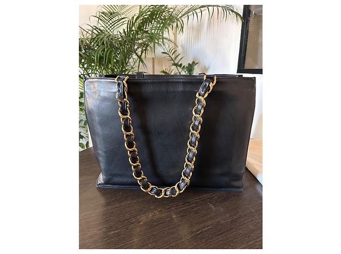 Borsa tote Chanel in pelle nera Nero - vista 4