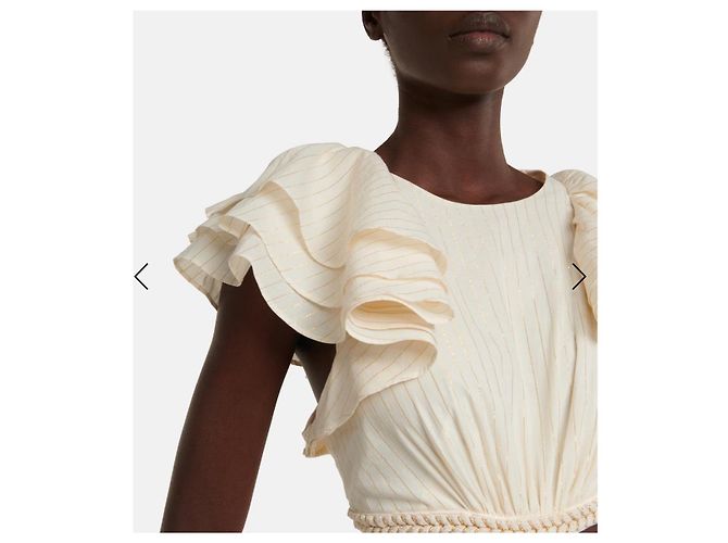 ZIMMERMANN Anneke Maxikleid mit Rüschen und Ausschnitten Größe 1 Beige - Ansicht 5