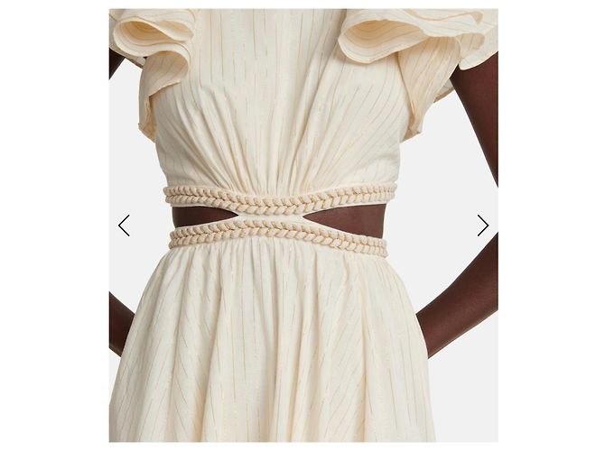 ZIMMERMANN Anneke Maxikleid mit Rüschen und Ausschnitten Größe 1 Beige - Ansicht 6