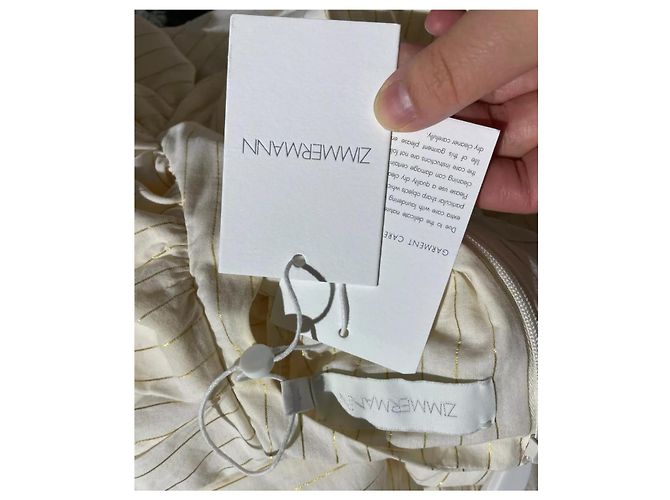 ZIMMERMANN Anneke Maxikleid mit Rüschen und Ausschnitten Größe 1 Beige - Ansicht 7