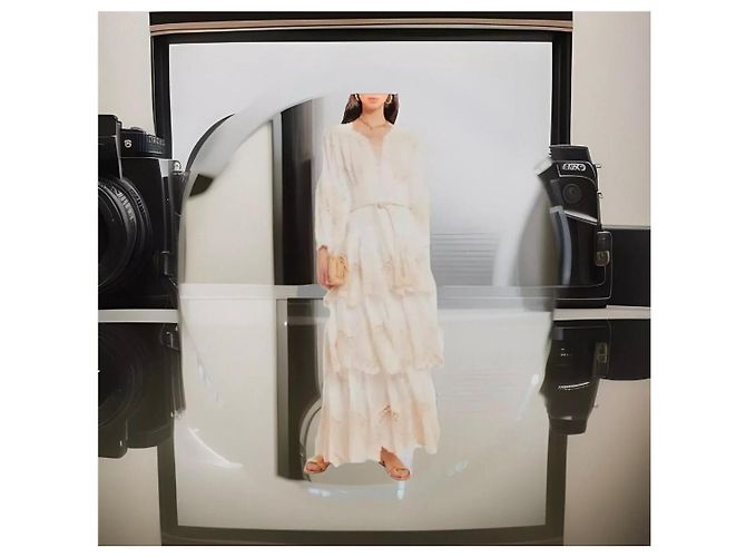 Zimmermann Maxikleid aus Ramie-Gaze mit gehäkeltem Spitzenbesatz Beige - Ansicht 2